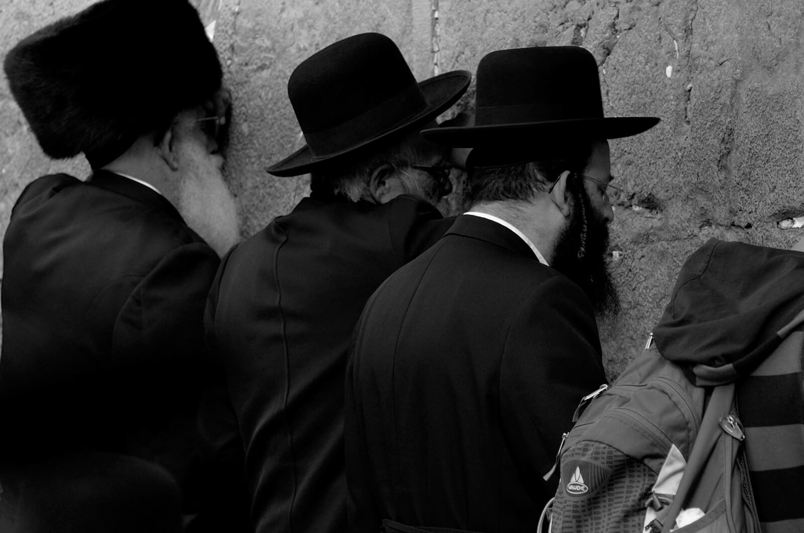 Men at Western Wall Israel by Carrie Morgan